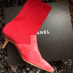 NWT red suede sock boots. perfect condition